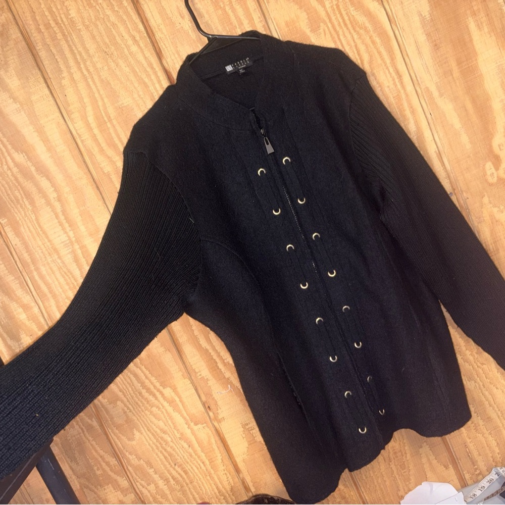 Carole Little Black Zip Up Sweater - Picture 10 of 12
